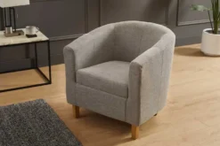 Design Lounge Sessel HEMINGWAY taupe Strukturstoff mit Armlehnen Cocktailsessel