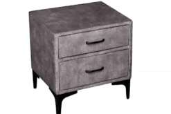 Design Nachttisch BOUTIQUE 50cm dunkelgrau Samt zwei Schubladen