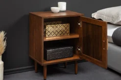 Design Nachttisch VIENNA 60cm braun Wiener Geflecht Beistelltisch mit Stauraum