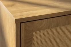 Design Nachttisch VIENNA 60cm natur Rattan Geflecht Beistelltisch mit Stauraum