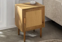 Design Nachttisch VIENNA 60cm natur Rattan Geflecht Beistelltisch mit Stauraum
