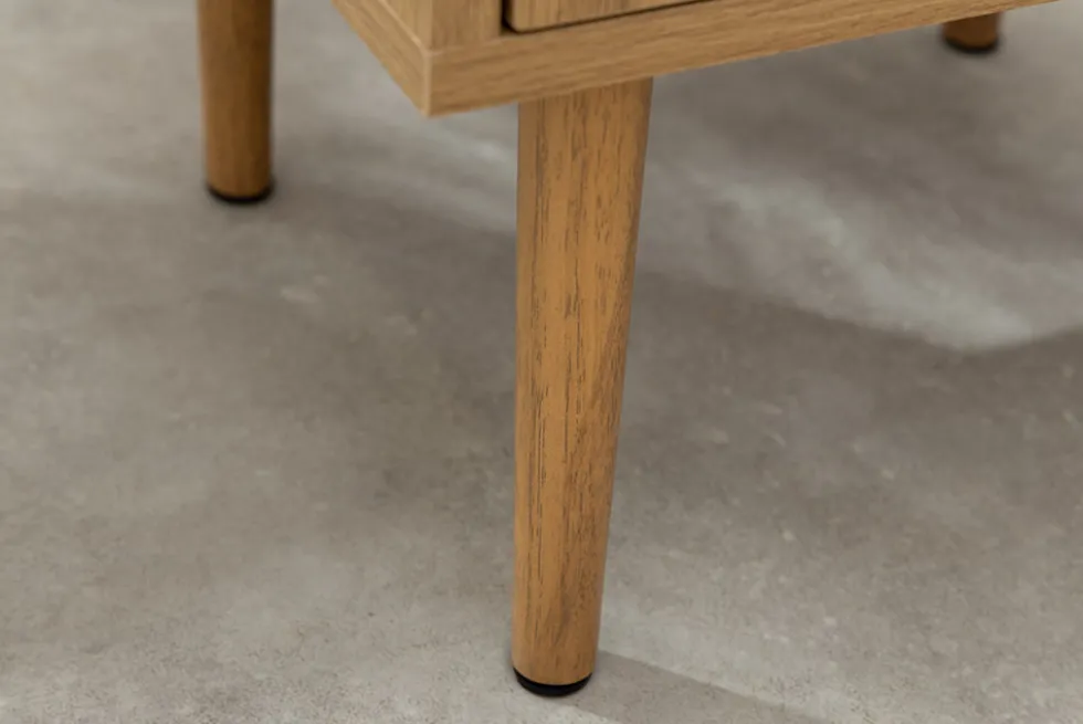 Design Nachttisch VIENNA 60cm natur Rattan Geflecht Beistelltisch mit Stauraum