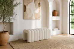 Design Polsterbank VOGUE 95cm beige Bouclé Bettbank