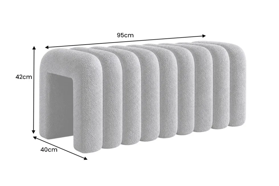Design Polsterbank VOGUE 95cm grau Bouclé Bettbank