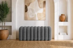 Design Polsterbank VOGUE 95cm grau Bouclé Bettbank