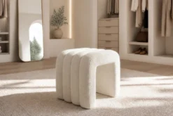 Design Polsterhocker VOGUE 40cm beige Bouclé Sitzhocker