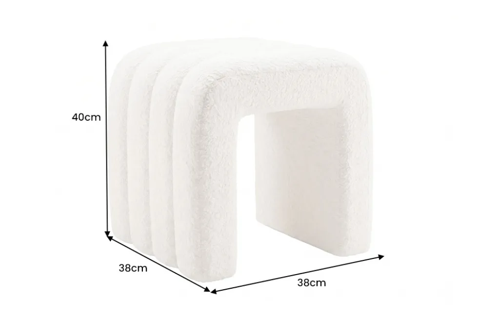 Design Polsterhocker VOGUE 40cm beige Bouclé Sitzhocker
