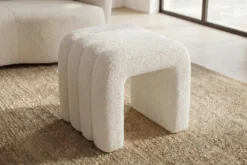 Design Polsterhocker VOGUE 40cm beige Bouclé Sitzhocker