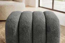 Design Polsterhocker VOGUE 40cm grau Bouclé Sitzhocker