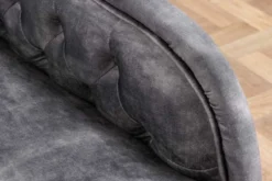 Design Récamière CHESTERFIELD 170cm grau strukturiertes Samt Knopfheftung Nietenbesatz