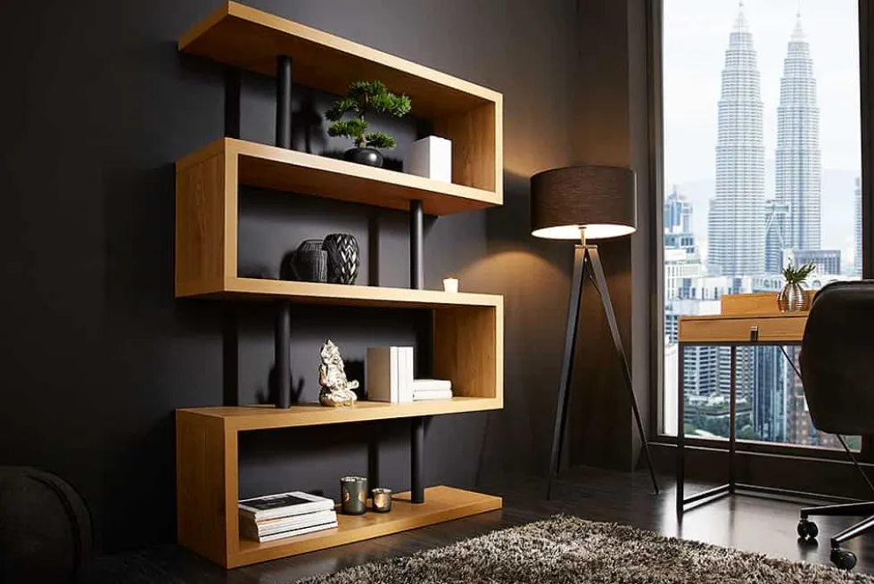 Design Regal SNAKE 165cm Eichenoptik Bücherregal mit fünf Böden