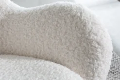 Design Schaukelstuhl SCANDINAVIA SWING weiß Bouclé Sessel schwarz Metall