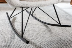 Design Schaukelstuhl SCANDINAVIA SWING weiß Bouclé Sessel schwarz Metall