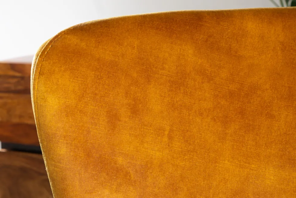 Design Schaukelstuhl SCANDINAVIA SWING senfgelb Samt Sessel