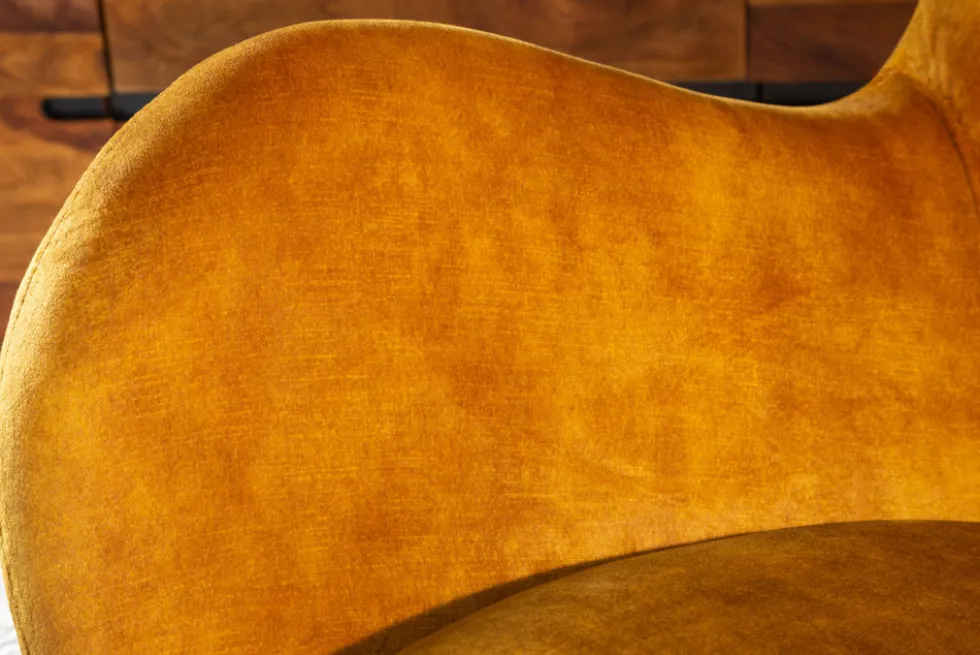 Design Schaukelstuhl SCANDINAVIA SWING senfgelb Samt Sessel
