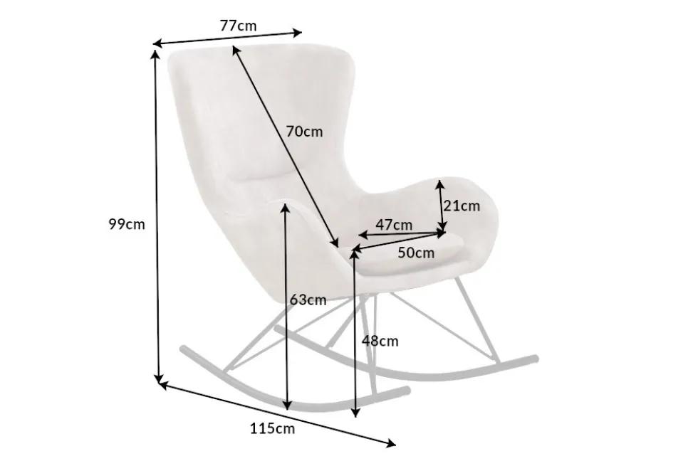 Design Schaukelstuhl SCANDINAVIA SWING champagner greige Samt Schaukelsessel
