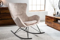 Design Schaukelstuhl SCANDINAVIA SWING champagner greige Samt Schaukelsessel