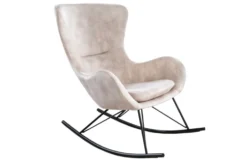 Design Schaukelstuhl SCANDINAVIA SWING champagner greige Samt Schaukelsessel