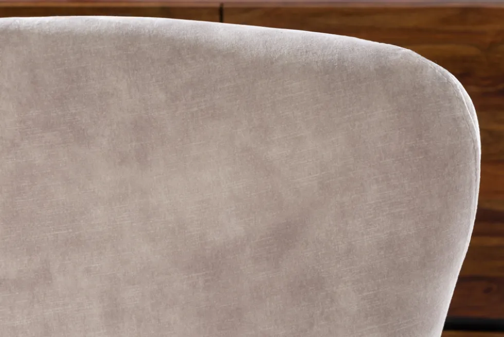 Design Schaukelstuhl SCANDINAVIA SWING champagner greige Samt Schaukelsessel