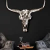 Design Schädel MATADOR 70cm silber Aluminium Wanddekoration