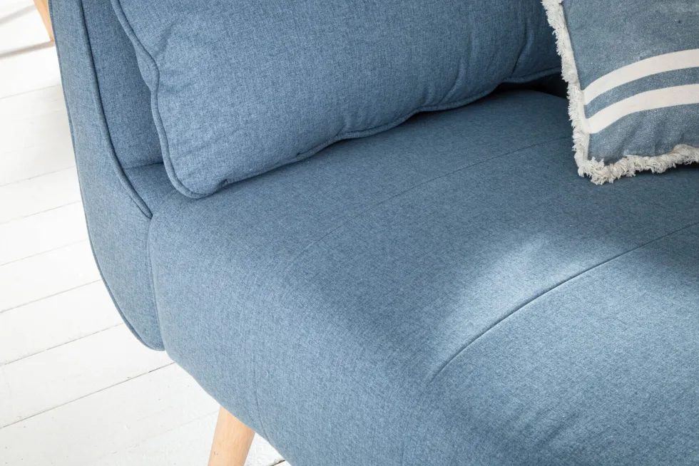 Design Schlafsofa DIVANI 220cm hellblau Strukturstoff Scandinavian 3-Sitzer mit Bettfunktion