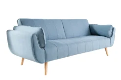 Design Schlafsofa DIVANI 220cm hellblau Strukturstoff Scandinavian 3-Sitzer mit Bettfunktion