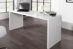 Design Schreibtisch FAST TRADE 160cm weiß Hochglanz Computertisch