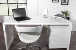Design Schreibtisch FAST TRADE 160cm weiß Hochglanz Computertisch