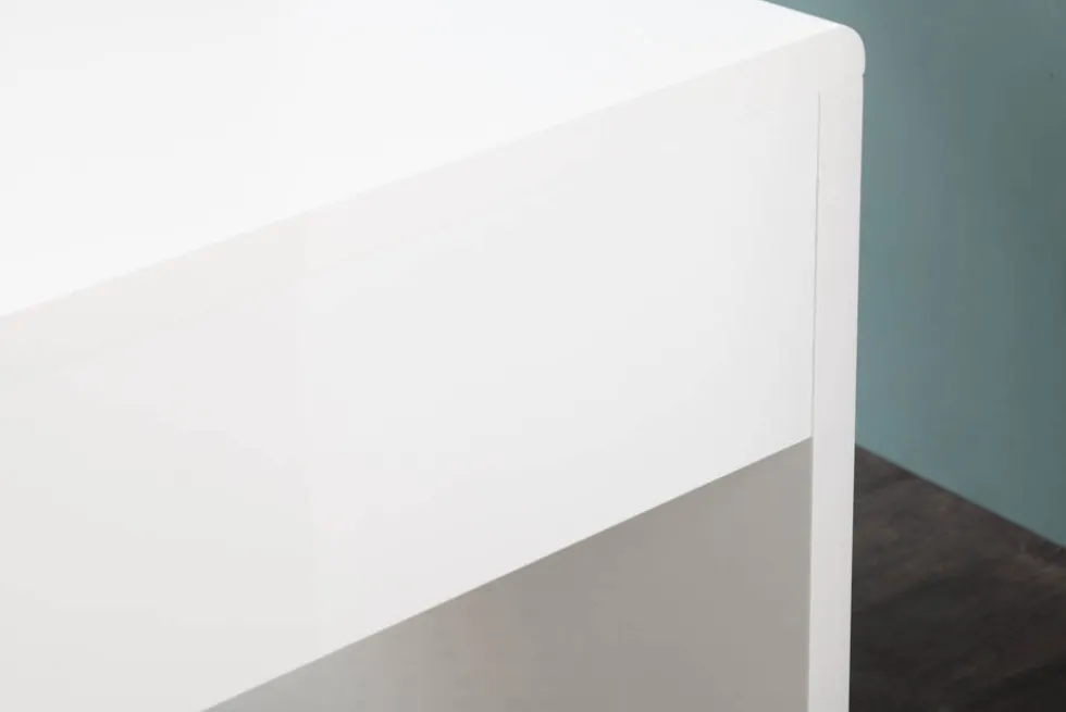 Design Schreibtisch FAST TRADE 120cm weiß Hochglanz Bürotisch