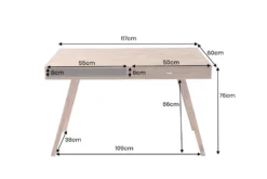 Design Schreibtisch RETRO 120cm braun Sheeshamholz stone finish Design Klassiker