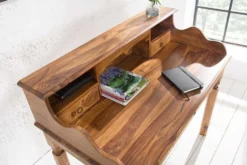 Design Sekretär HEMINGWAY L 115cm braun Sheesham Massivholz stone finish Schreibtisch