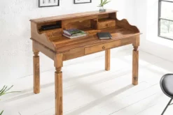 Design Sekretär HEMINGWAY L 115cm braun Sheesham Massivholz stone finish Schreibtisch