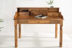 Design Sekretär HEMINGWAY L 115cm braun Sheesham Massivholz stone finish Schreibtisch
