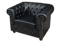 Design Sessel CHESTERFIELD 110cm matt schwarz Knopfheftung Federkern