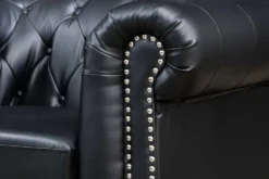Design Sessel CHESTERFIELD 110cm matt schwarz Knopfheftung Federkern