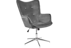Design Sessel MR. LOUNGER grau chrom Samt höhenverstellbar drehbar Retro