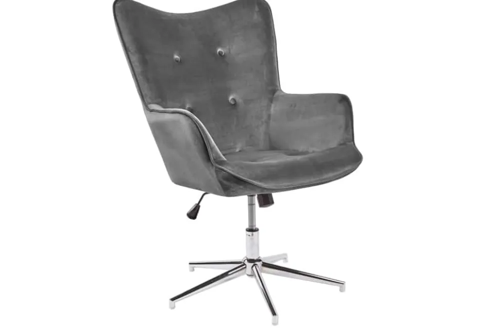Design Sessel MR. LOUNGER grau chrom Samt höhenverstellbar drehbar Retro