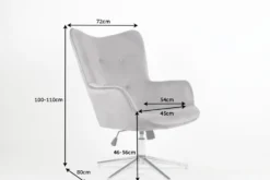 Design Sessel MR. LOUNGER grau chrom Samt höhenverstellbar drehbar Retro