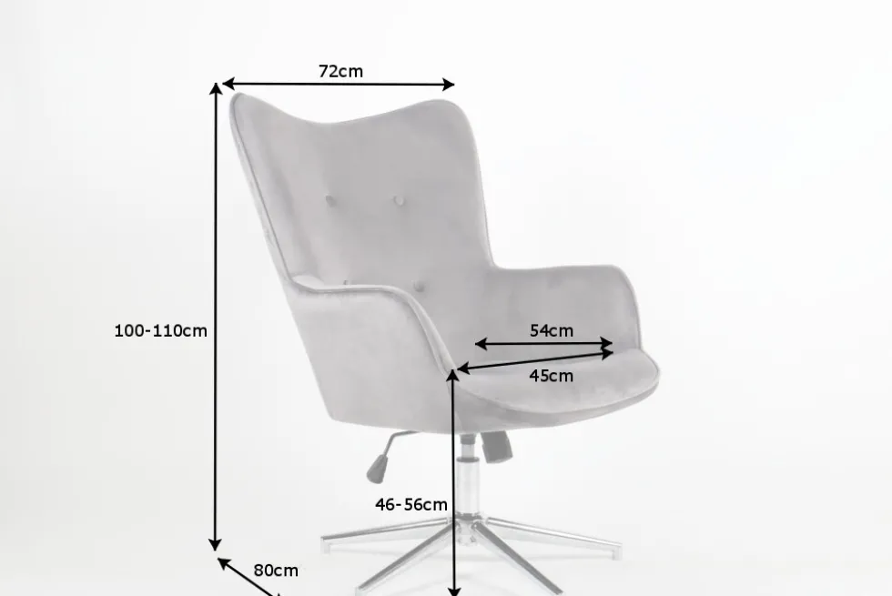 Design Sessel MR. LOUNGER grau chrom Samt höhenverstellbar drehbar Retro