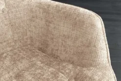 Design Sessel SCANDINAVIA champagner Chenille Cremona schwarz Metall mit Armlehne