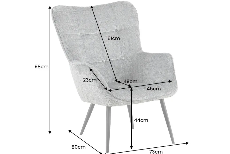 Design Sessel SCANDINAVIA grün Chenille Cremona schwarz Metall mit Armlehne