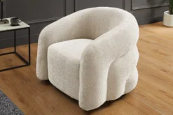 Design Sessel VOGUE 95cm beige Chenille mit Armlehnen und Nosagfederung
