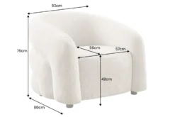 Design Sessel VOGUE 95cm grau Chenille mit Armlehnen und Nosagfederung