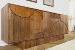 Design Sideboard ART DECO 170cm braun smoked Mangoholz massiv 3D-Front