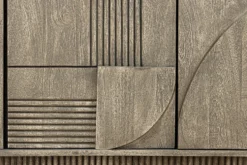 Design Sideboard ART DECO 170cm grau smoked Mangoholz massiv 3D-Front