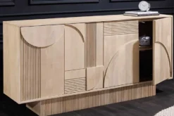 Design Sideboard ART DECO 170cm weiß gekälkt Mangoholz massiv 3D-Front