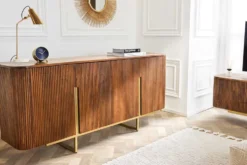 Design Sideboard GATSBY 160cm braun mattgold Mangoholz Retro