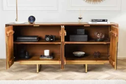 Design Sideboard GATSBY 160cm braun mattgold Mangoholz Retro