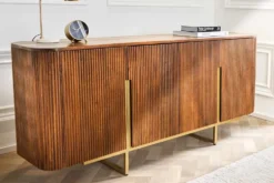 Design Sideboard GATSBY 160cm braun mattgold Mangoholz Retro