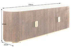 Design Sideboard GATSBY 170cm braun gold Mangoholz weiße Marmorplatte